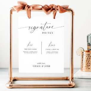 Minimal Signature Drink Cocktail Bar Menu Sign