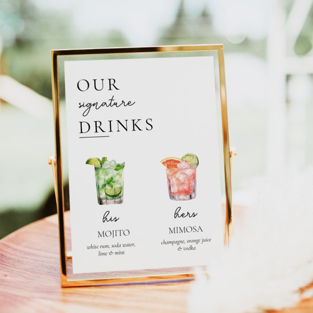 Minimal Signature Drink Sign, 400+ Drinks Poster (Minimal Signature Drink Sign)