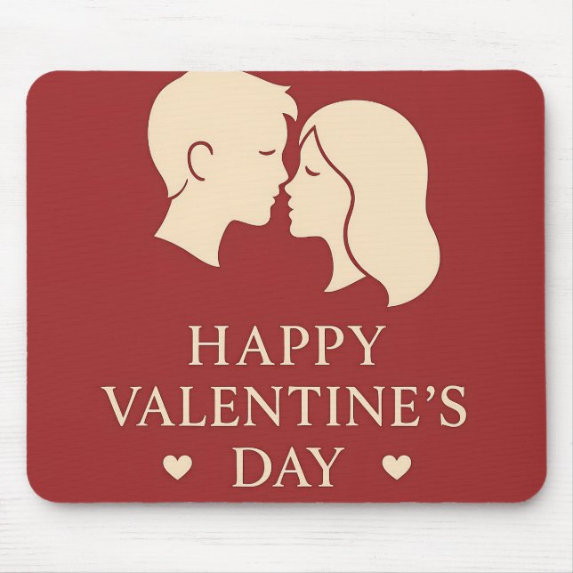 Minimal Silhouette Romantic Valentines Office Mouse Pad (Front)