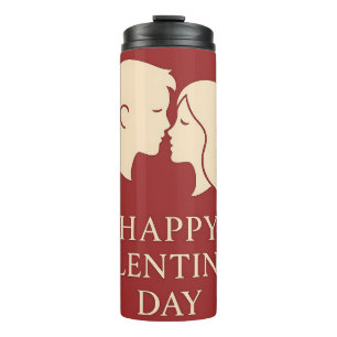 Minimal Silhouette Romantic Valentines Travel Thermal Tumbler
