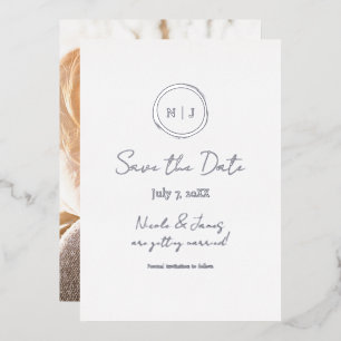 Minimal Silver Modern Glam Save the Date Photo 
