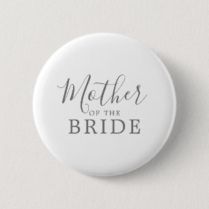 Minimal Silver Mother of the Bride Bridal Shower 6 Cm Round Badge