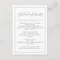 Minimal Silver Wedding Schedule Card