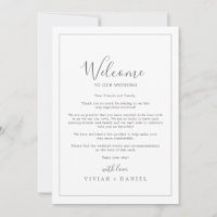 Minimal Silver Wedding Welcome Letter & Itinerary