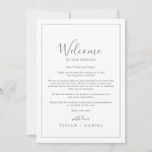 Minimal Silver Wedding Welcome Letter & Itinerary