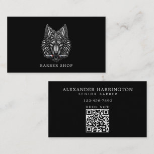 Minimal Silver Wolf Professional Barber Shop Logo  Business Card