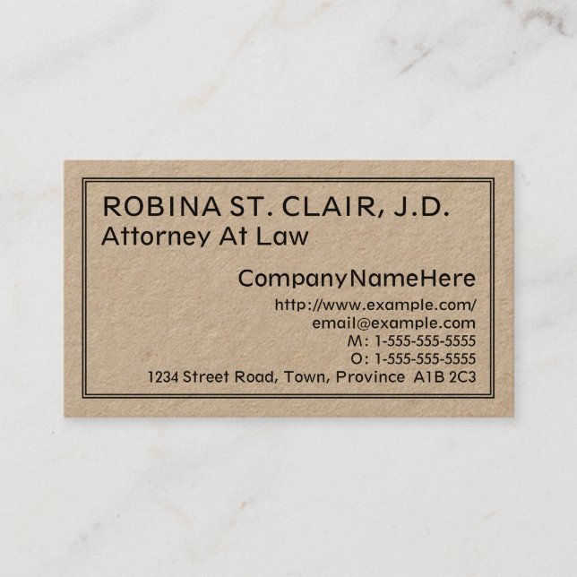 Minimal, Simple Attorney Business Card (Front)