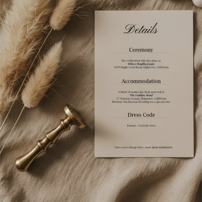 Minimal Simple Black and White Wedding Details Enclosure Card (Creator Uploaded)