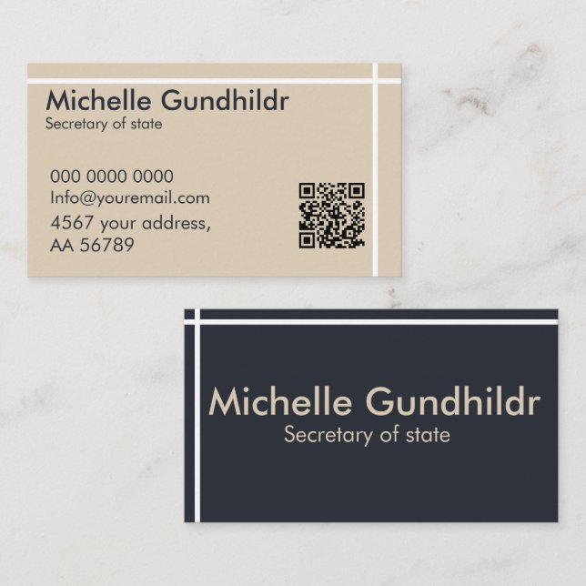 Minimal Simple Black Grey Beige  Business Card (Front/Back)