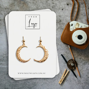 Minimal Simple Black White Logo Earring Display Business Card