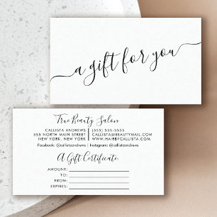 Minimal Simple Black White Script Gift Certificate