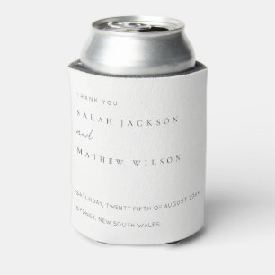 Minimal Simple Black & White Typography Wedding Can Cooler