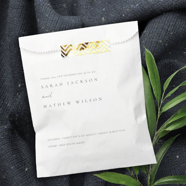 Minimal Simple Black & White Typography Wedding Favour Bags (Creator Uploaded)