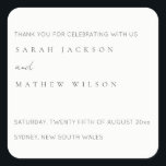 Minimal Simple Black & White Typography Wedding Square Sticker<br><div class="desc">If you need any further customisation please feel free to message me on yellowfebstudio@gmail.com.</div>