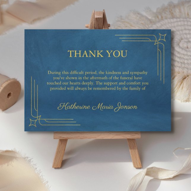 Minimal Simple Blue Sympathy After Funeral  Thank You Card (Creator Uploaded)