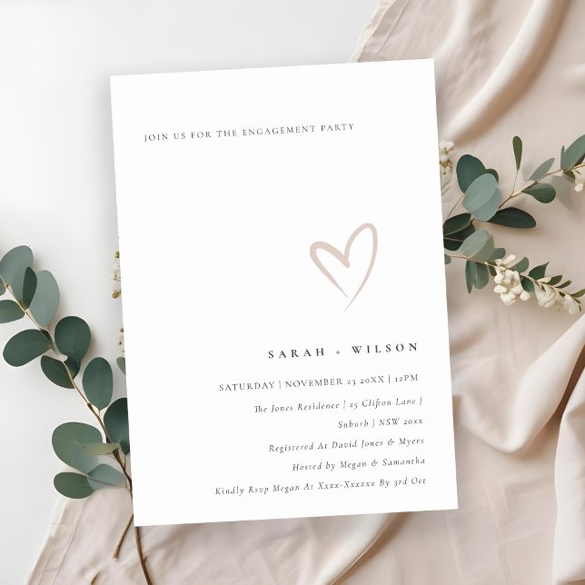 Minimal Simple Blush Pink Heart Engagement Invite (Creator Uploaded)