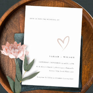 Minimal Simple Blush Pink Heart Wedding Invite