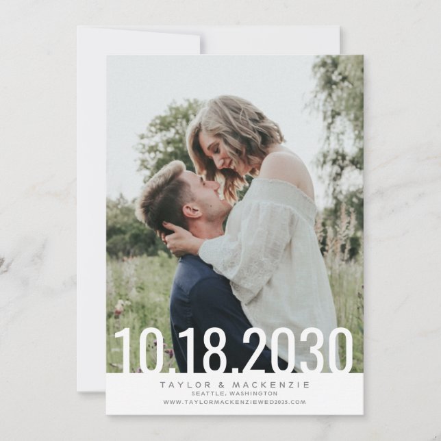 Minimal Simple Bold Date Overlay Wedding Save The  Save The Date (Front)