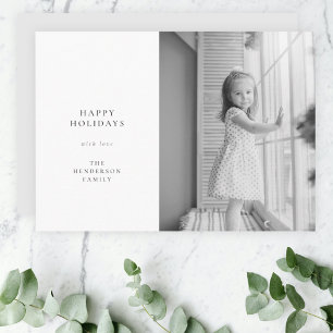 Minimal Simple Christmas Black and White Photo Holiday Card