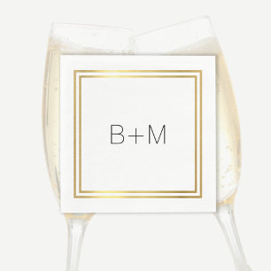 minimal simple, clean and clear monogram on white napkin