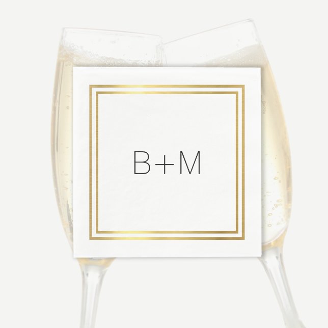 minimal simple, clean and clear monogram on white napkin (Creator Uploaded)