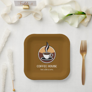 Minimal Simple Coffee Shop barista business Card Paper Plate