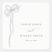 Minimal Simple Dusky Blue Coquette Bow Wedding