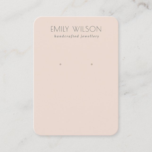 Minimal Simple Dusky Blush Pink Earring Display Business Card (Front)
