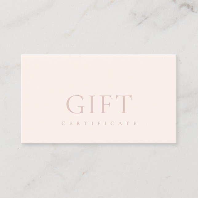Minimal Simple Dusky Pink Blush Gift Certificate (Front)