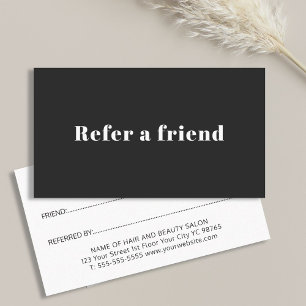 Minimal Simple Elegant Black and White Referral Card