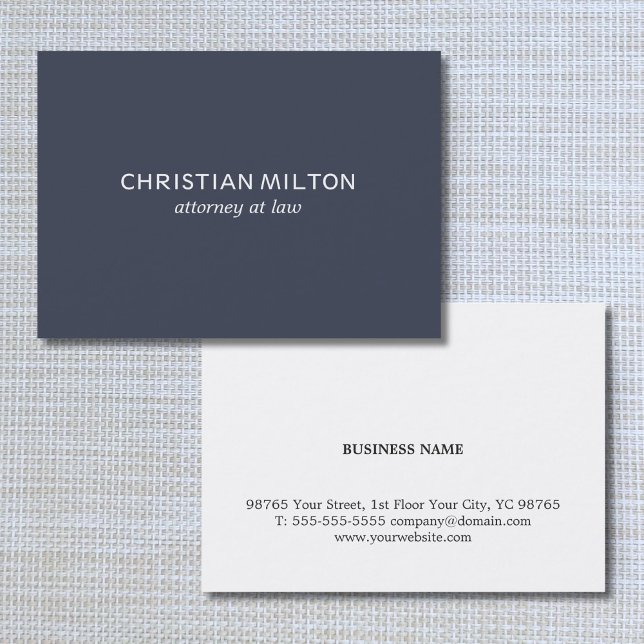 Minimal Simple Elegant Blue White Attorney at law Business Card (Creator Uploaded)