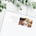 Minimal Simple Elegant Christmas Couple Photo<br><div class="desc">A stylish holiday photo return address label with classic typography in black on a clean simple minimalist white background. The photo, name and greeting can be easily customised for a personal touch. A simple, minimalist and contemporary christmas design to stand out this holiday season! The image shown is for illustration...</div>