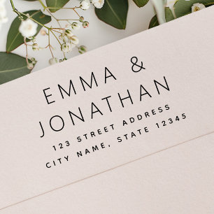 Minimal simple elegant names couple return address rubber stamp