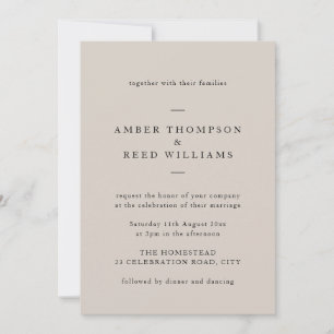 Minimal Simple Elegant Text Only Neutral Wedding Invitation