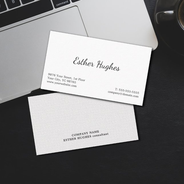 Minimal Simple Elegant Texture White Consultant Business Card (Creator Uploaded)