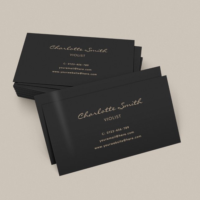 Minimal Simple Elegant Violist Black Gold  Business Card (Creator Uploaded)