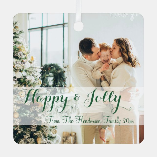 Minimal Simple Family Photo  Metal Tree Decoration (Front)