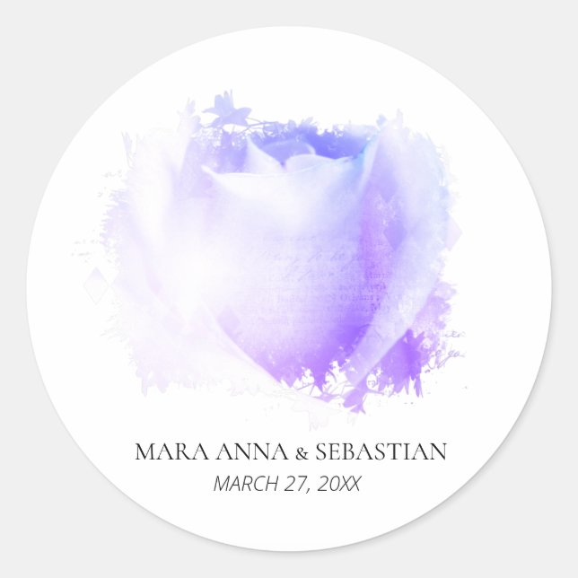 Minimal Simple Floral Wedding Couples Classic Rose Classic Round Sticker (Front)