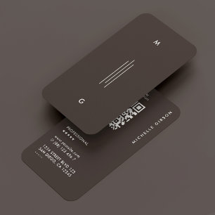 Minimal Simple Initials Lines Espresso  Business Card