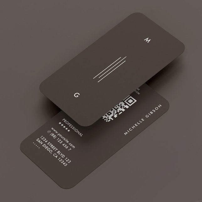 Minimal Simple Initials Lines Espresso  Business Card (Minimal Simple Initials Lines Espresso Business Card
)