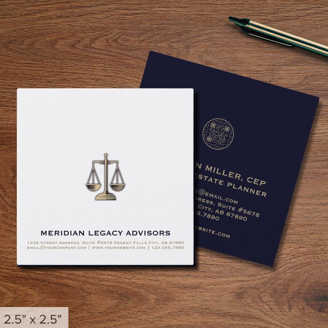 Minimal Simple Lawyer QR Code  Square Business Card (Creator Uploaded)
