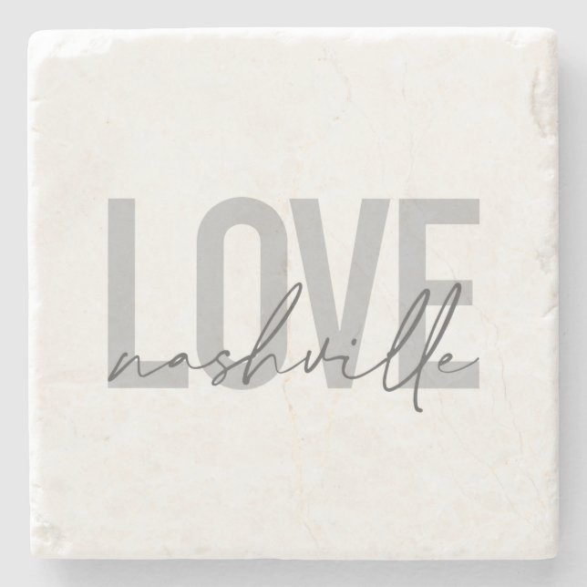 Minimal, simple, modern cool design Love Nashville Stone Coaster (Front)