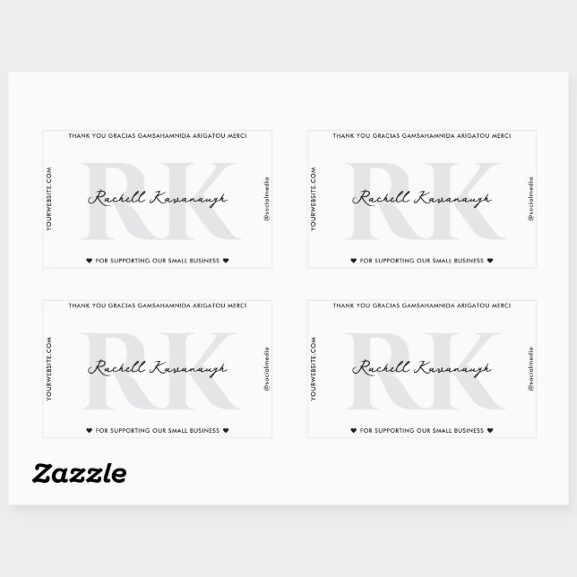 Minimal Simple Modern Marketing Monogram Clean  Rectangular Sticker (Sheet)