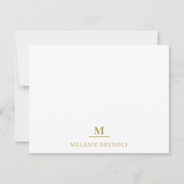 Minimal Simple Modern Monogram Flat Note Card (Front)