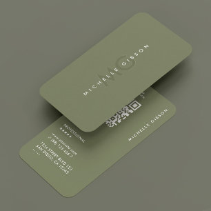 Minimal Simple Modern Professional Initials Sage  Business Card