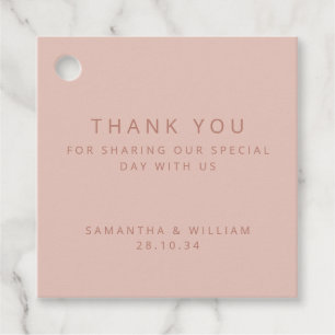 Minimal simple old rose wedding favour tags