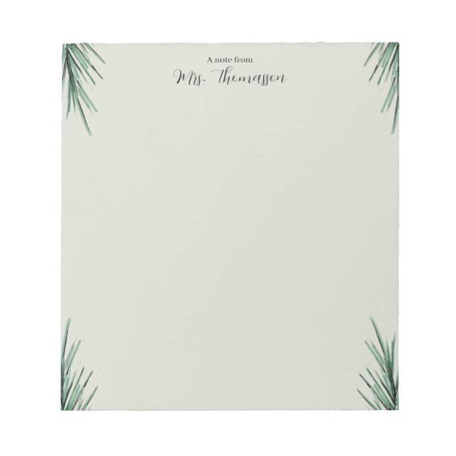 Minimal Simple Palm Floral Teacher Notepad (Front)