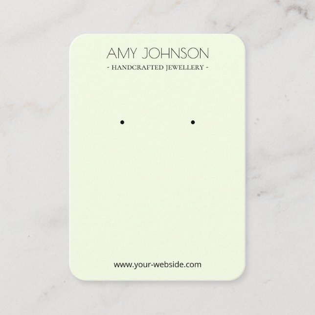 Minimal Simple Pastel Green Earring display cards (Front)