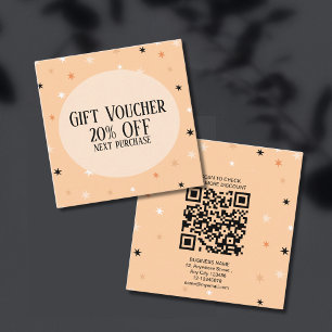 Minimal Simple Pastel Orange Black Star Pattern Discount Card