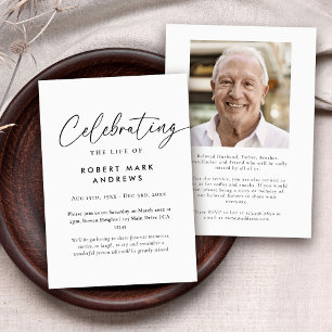 Minimal Simple Photo Celebration of Life Memorial Invitation